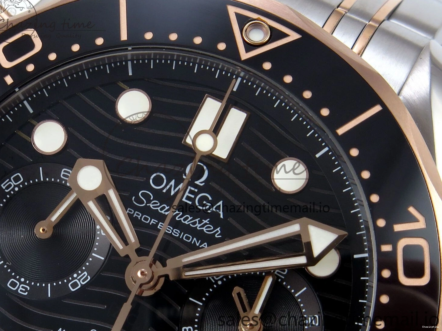 0111 Seamaster 300m Chrono SS YG OMF 1:1 Best Edition Blue Dial on SS YG Bracelet A Popular 7685